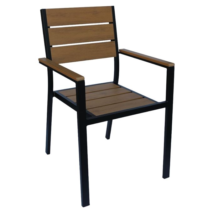 Πολυθρόνα Κήπου ArteLibre TOBAGO Μαύρο/Καρυδί Αλουμίνιο/Ξύλο 55x55x86cm