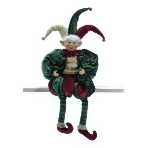 Χριστουγεννιάτικος Αρλεκίνος Καθιστός Πράσινο/Κόκκινο 38cm Σε 2 Σχέδια