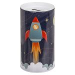 Κουμπαράς Διάστημα Με Αποσπώμενο Καπάκι Μέταλλο 15.5x8cm Σε 2 Σχέδια