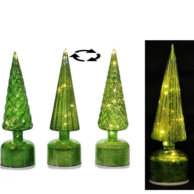 Χριστουγεννιάτικο Δέντρο Με Φως Και Κίνηση Πράσινο 31cm Σε 3 Σχέδια