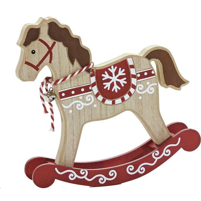 Χριστουγεννιάτικο Ξύλινο Αλογάκι Κούνια 17cm