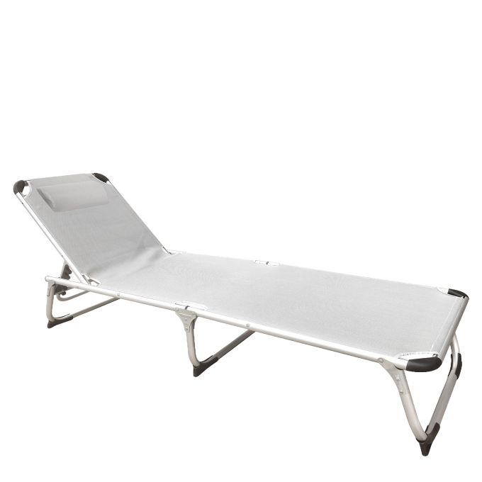 Ξαπλώστρα Παραλίας ArteLibre RENOA Λευκό/Ασημί Αλουμίνιο/Textilene 188x58x28/80cm