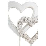 Ανάγλυφο Σταντ Καρδιά 'Flower Heart' Λουλουδένιο Σχέδιο Πολυρεζίνη Ασημί/Λευκό 6.5x14.5x24cm