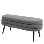 Παγκάκι Ottoman ArteLibre TONDO Γκρι Ύφασμα Teddy/Μέταλλο 42x112x44cm