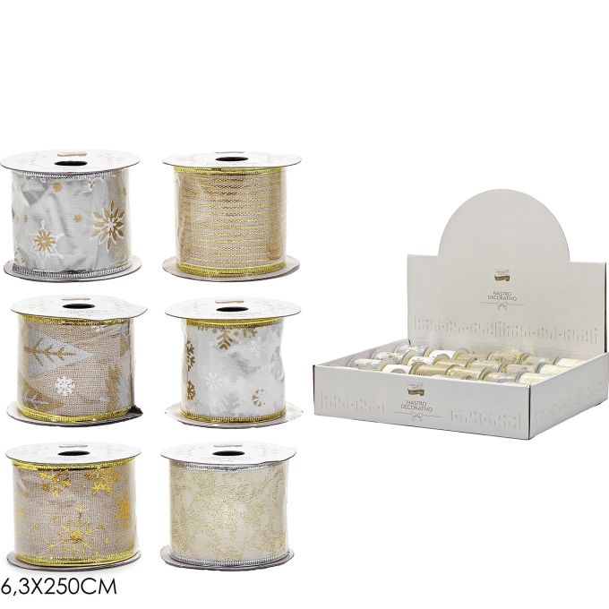 Χριστουγεννιάτικη Κορδέλα Πολύχρωμο 6.3x250cm Σε 6 Σχέδια