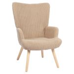 Πολυθρόνα ArteLibre LIRA Μπεζ Ύφασμα Κοτλέ/Ξύλο 94.5x64x70.5cm