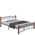 Κρεβάτι Διπλό ArteLibre ARROWHEAD Μαύρο/Καρυδί Μέταλλο 210x158x85cm (Στρώμα 150x200cm)