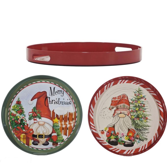 Χριστουγεννιάτικος Δίσκος Με Χειρολαβές Gnome 35.5x4cm Σε 2 Σχέδια