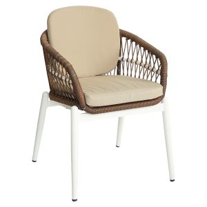 Πολυθρόνα Κήπου ArteLibre ZANZIBAR Λευκό/Φυσικό Αλουμίνιο/Rattan 61x65x82cm