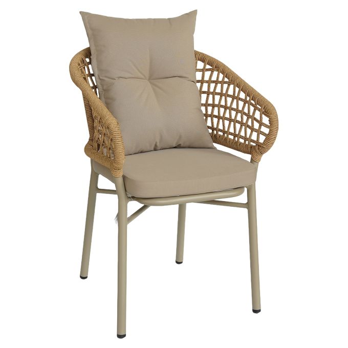 Πολυθρόνα Κήπου ArteLibre BARRA Μπεζ/Φυσικό Αλουμίνιο/Rattan 60x56x84cm