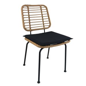 Καρέκλα Κήπου ArteLibre ATIUS Φυσικό/Μαύρο Μέταλλο/Rattan 46.5x55x86cm
