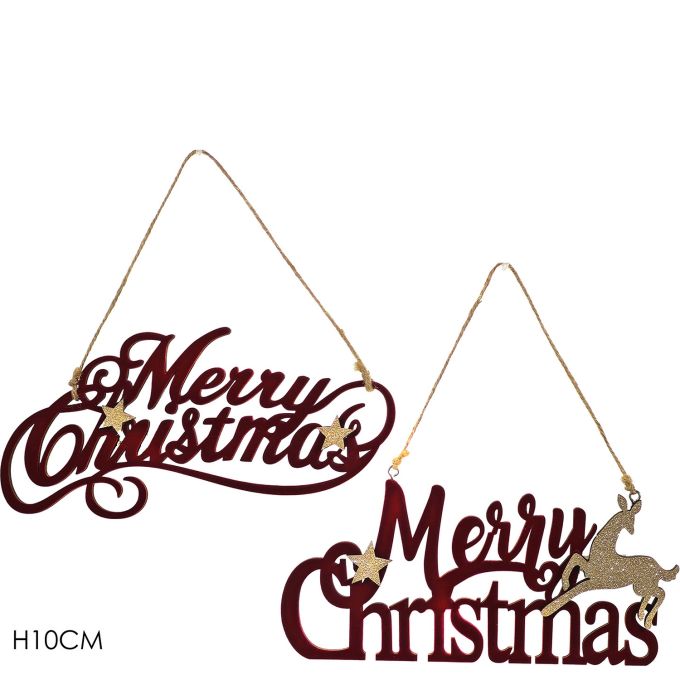 Χριστουγεννιάτικα Ξύλινα Κρεμαστά Διακοσμητικά Κόκκινο 10cm Σε 2 Σχέδια