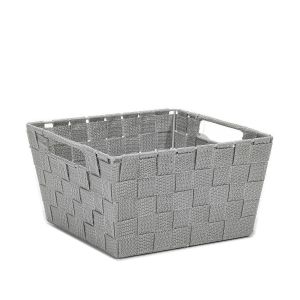 Κουτί Αποθήκευσης Τετράγωνο Με Λαβές Γκρι PP 25x25x14cm