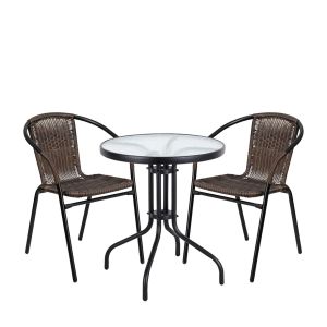 Σετ Τραπεζαρία Κήπου ArteLibre EARTH Μέταλλο Καφέ/Μαύρο Με 2 Πολυθρόνες