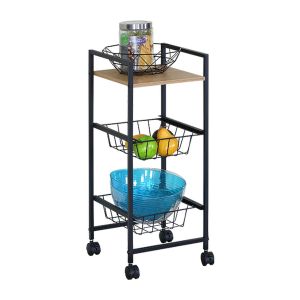 Ραφιέρα Κουζίνας ArteLibre ELMSTEAD Δρυς/Μαύρο Μοριοσανίδα/Μέταλλο 29x30x70cm