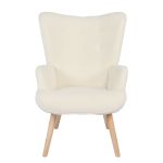 Πολυθρόνα ArteLibre MARION Λευκό Ύφασμα Μπουκλέ/Ξύλο 73x69x96cm