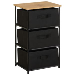 Συρταριέρα ArteLibre MIFUNE Με 3 Συρτάρια Μαύρο/Δρυς Μέταλλο/Non-Woven/Μοριοσανίδα 40x30x68cm