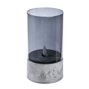 Φωτιστικό Ανεμοφωτιστικό (LED) Κυλινδρικό Γυαλί Γκρι 12.5x8cm