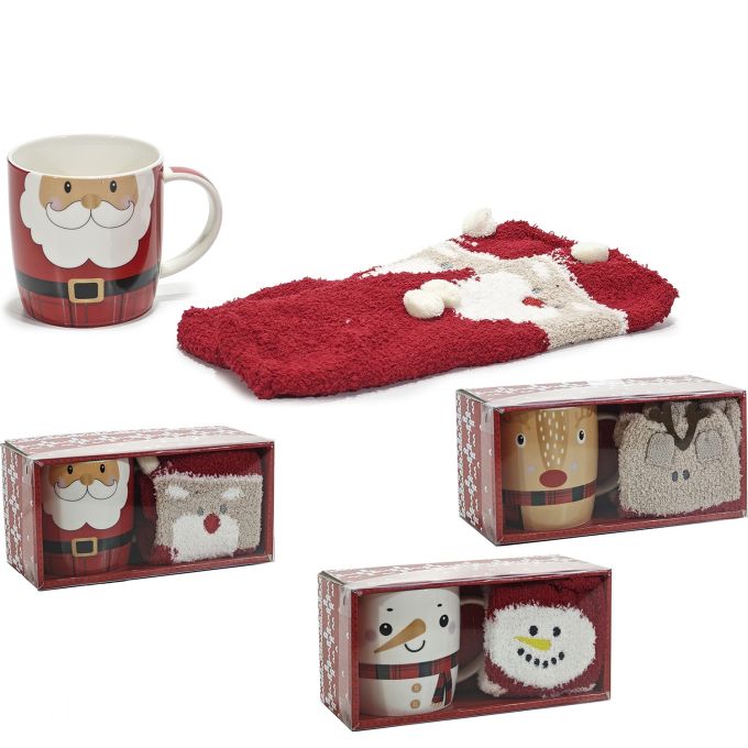 Χριστουγεννιάτικη Κούπα Πορσελάνης 35.5cl Με Κάλτσα Σε 3 Σχέδια