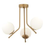 Φωτιστικό Κρεμαστό ArteLibre NID Τρίφωτο Αντικέ/Λευκό Μέταλλο/Γυαλί 58x55cm