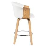 Σκαμπό Bar ArteLibre CASSIAN Λευκό/Φυσικό Ξύλο/PU 50x50x103cm