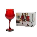 Ποτήρι Κρασιού 30cl Κολωνάτο Κόκκινο Γυαλί Σετ 6Τμχ