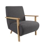 Πολυθρόνα ArteLibre GREVILLEA Γκρι/Φυσικό Ύφασμα/Ξύλο 82x70.5x85cm