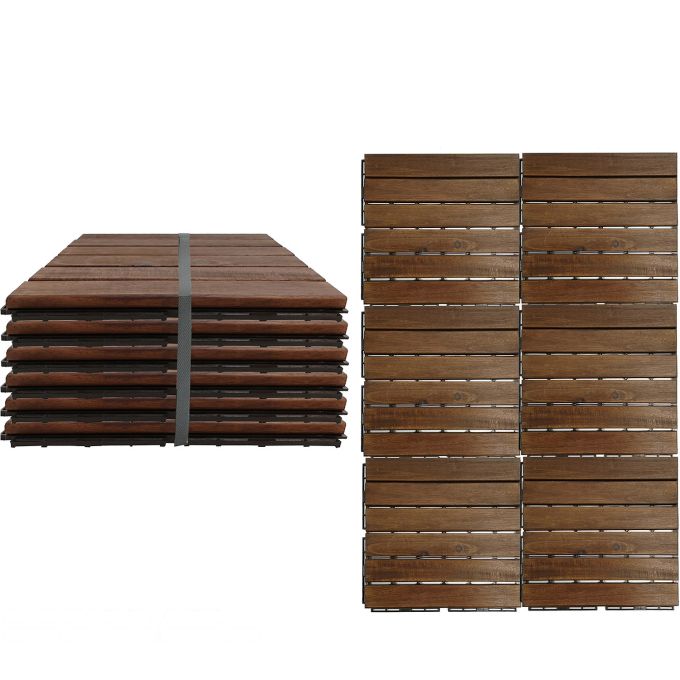 Σετ 6 Πλακίδια Καφέ Ακακία/Πλαστικό 30x30x1.9cm