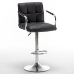 Σκαμπό Bar ArteLibre DOKK Με Πλάτη Πτυσσόμενο Μαύρο PU/Μέταλλο 52x56x94-115cm