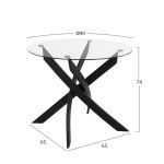 Τραπέζι ArteLibre KATLA Μαύρο/Διάφανο/Χρώμιο Γυαλί/Μέταλλο 90x90x74cm