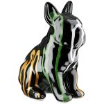 Figure Dog Bulldog Κεραμικό Πολύχρωμο Μαύρο 15X10X19Cm 15X10X19Cm