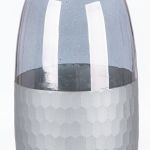 Βάζο Μπουκάλι 'Canus' Γυαλί Γκρι/Ασημί 10x10x24cm