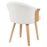 Καρέκλα Τραπεζαρίας ArteLibre CASSIAN Λευκό/Φυσικό Ξύλο/PU 55x58x78cm