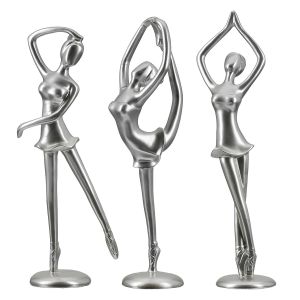 Φιγούρα Μπαλαρίνα 'Adeline' Πολυρεζίνη Ασημί 3Τμχ 9.5x10x29.5cm