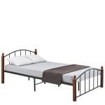 Κρεβάτι Ημίδιπλο ArteLibre LARAMIE Μαύρο/Καρυδί Μέταλλο Για Στρώμα 120x200cm