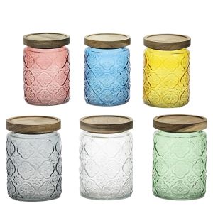Βάζο Γυαλί Με Ερμητικό Καπάκι 700ml Φ10x14cm Σε 6 Χρώματα