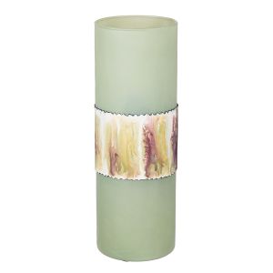 Βάζο Κυλινδρικό 'Imperial' Αλουμίνιο/Γυαλί Πράσινο 35.5x12cm