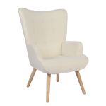 Πολυθρόνα ArteLibre MARION Λευκό Ύφασμα Μπουκλέ/Ξύλο 73x69x96cm