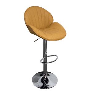 Σκαμπό Bar ArteLibre HUTT Με Πλάτη Πτυσσόμενο Camel PU/Μέταλλο 51x55x87-108cm