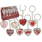 Μπρελόκ Κλειδιών Μενταγιόν Καρδιά Μέταλλο/Γυαλί 3.5cm Σε 8 Σχέδια