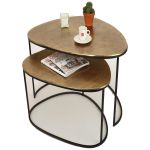 Τραπεζάκι ArteLibre Μπρονζέ Αλουμίνιο 90x70x50cm Σετ 2Τμχ