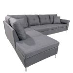 Καναπές Γωνιακός ArteLibre GLINDA Αριστερή Γωνία Γκρι Ύφασμα 282x197x90cm
