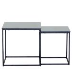 Τραπεζάκι Σαλονιού ArteLibre SOMERTON Μαύρο Μάρμαρο Μοριοσανίδα/Μέταλλο 40x40x50/35x35x45cm Σετ 2Τμχ