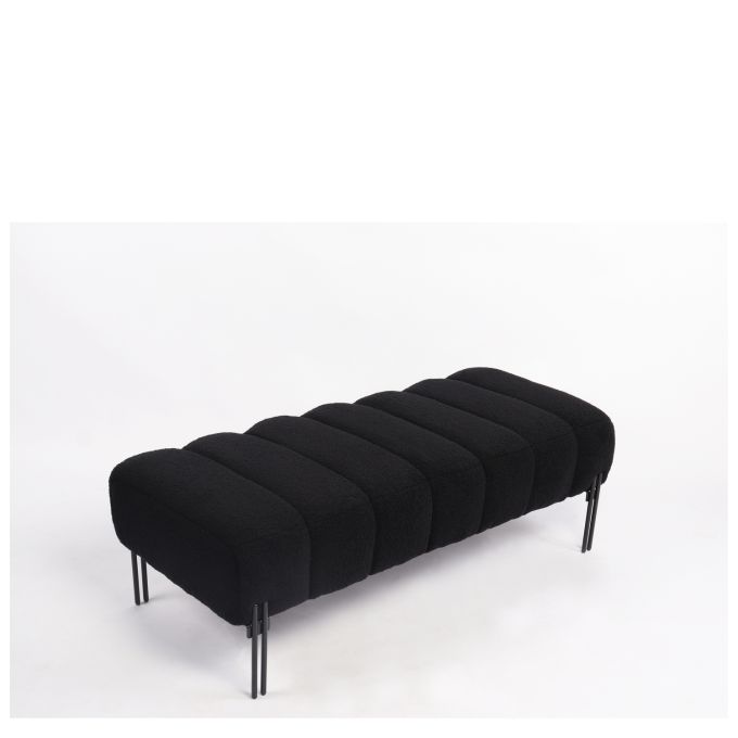 Παγκάκι Ottoman ArteLibre KUBO Μαύρο Ύφασμα Teddy/Μέταλλο 40x116.5x50cm