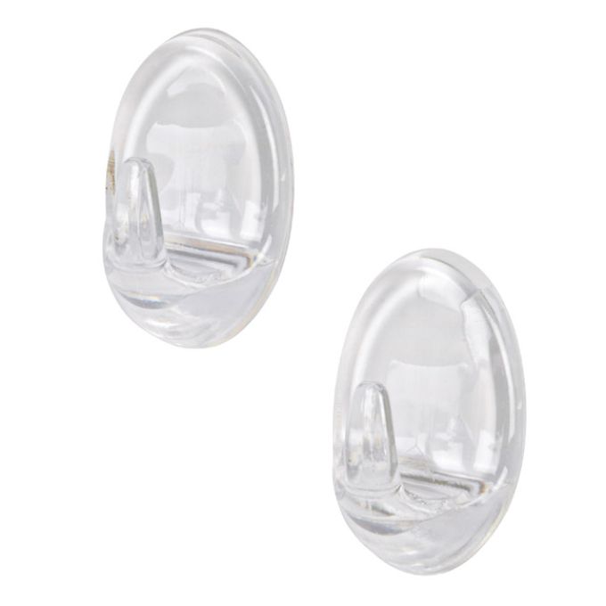Πλαστικός Γάντζος Οβάλ Αυτοκόλλητος Διάφανο 48x30mm 2Τμχ