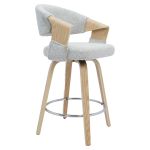 Σκαμπό Bar ArteLibre VIONARA Ανοιχτό Γκρι/Φυσικό 55x52.5x95cm
