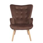 Πολυθρόνα ArteLibre MARION Καφέ Βελούδο/Ξύλο 73x69x96cm