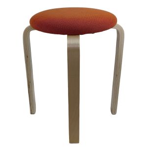 Σκαμπό ArteLibre MILOA Πορτοκαλί/Φυσικό Ύφασμα/Ξύλο 42x42x45cm