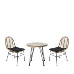 Σετ Τραπεζαρία Κήπου ArteLibre EUSEBIO Φυσικό/Μαύρο Μέταλλο/Rattan Με 2 Καρέκλες 14990326