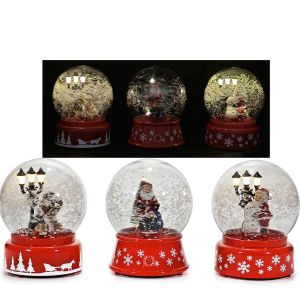 Χριστουγεννιάτικη Σφαίρα Με Σκηνικό Φως, Ήχο Και Κίνηση 18cm Σε 3 Σχέδια